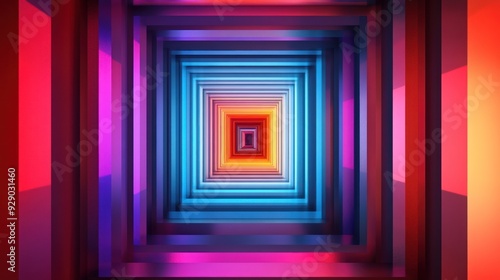 Colorful Abstract Tunnel of Geometric Shapes