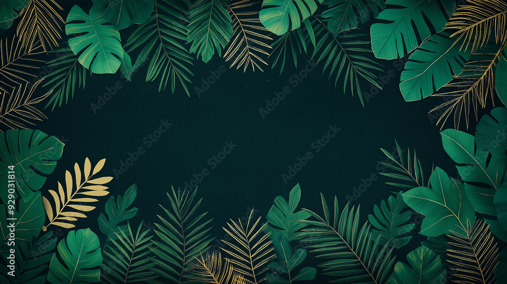 A green background with many leaves and a large green leaf in the center A green background with many leaves and a large green leaf in the center