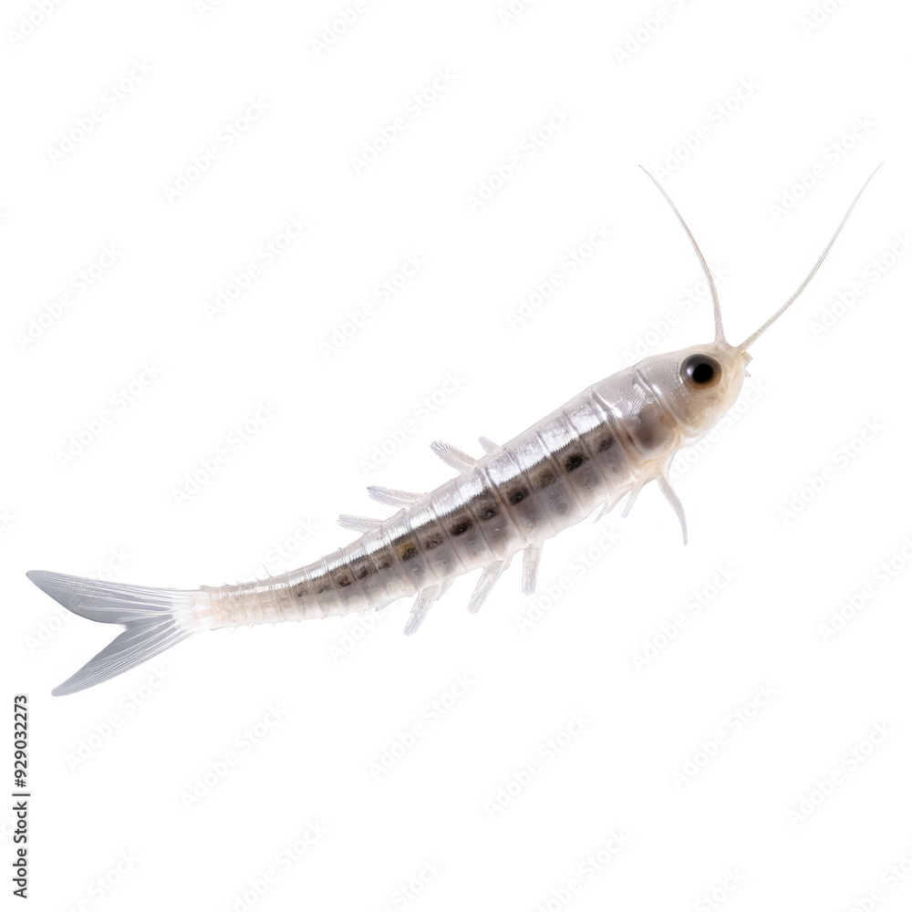 A small, white, and grey fish with a long tail isolated on transparent background. A small, white, and grey fish with a long tail isolated on transparent background.