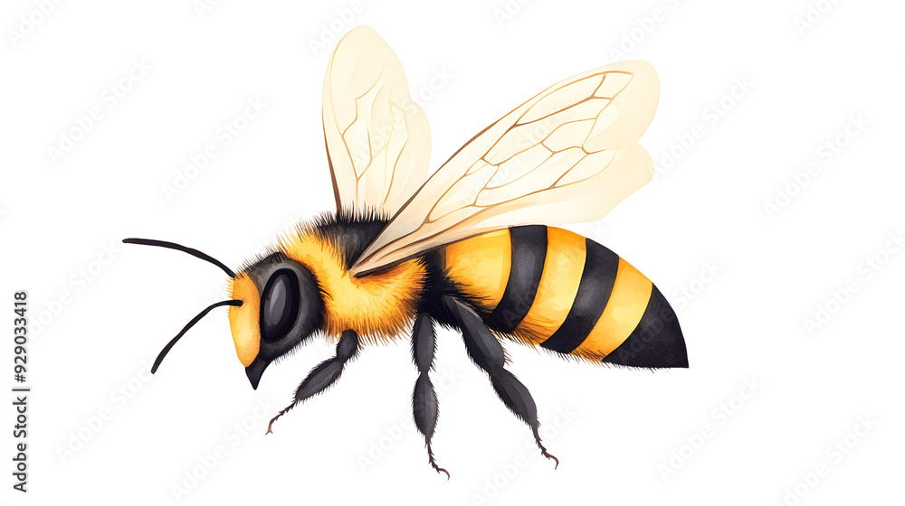 A close-up illustration of a honeybee in flight, with its wings spread wide and its body facing the viewer. A close-up illustration of a honeybee in flight, with its wings spread wide and its body facing the viewer.
