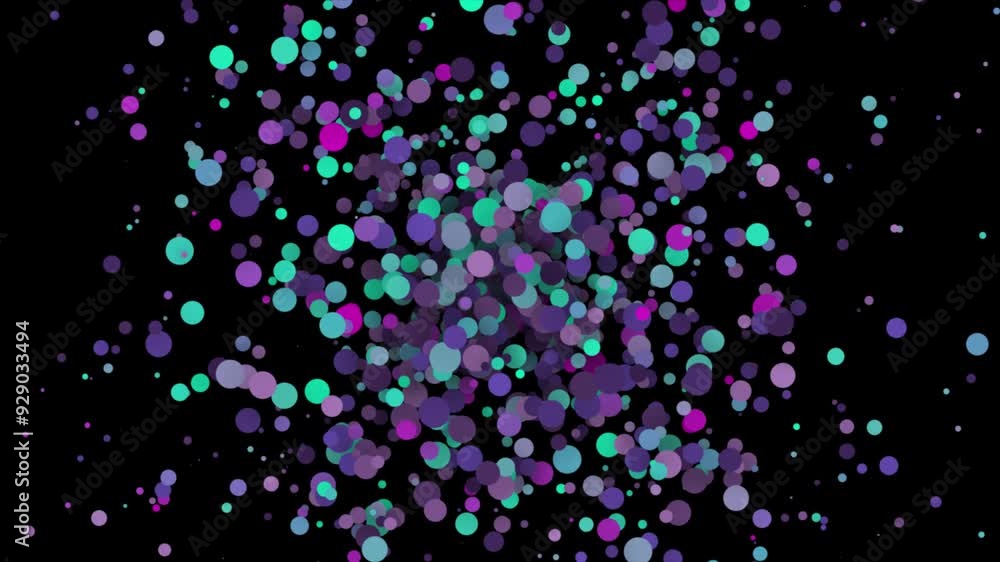 Multicolor slowly exploding particles on black background Multicolor slowly exploding particles on black background