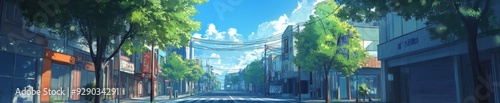 Springtime Enchantment: anime-style City Streets Bloom with Life, the Perfect Canvas for Leisurely Vacations and Idyllic Travel Posters in 4K,Anime-Style,illustration,Picture BooksFor Poster,Novel,UI,