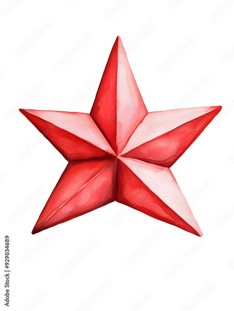 Obraz premium A red, five-pointed star with a white outline. The star is a symbol of hope, guidance, and achievement.