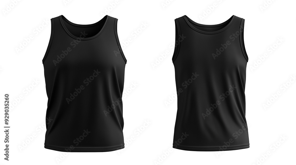 3D model plain black Tank top front and back mockup 3D model plain black Tank top front and back mockup
