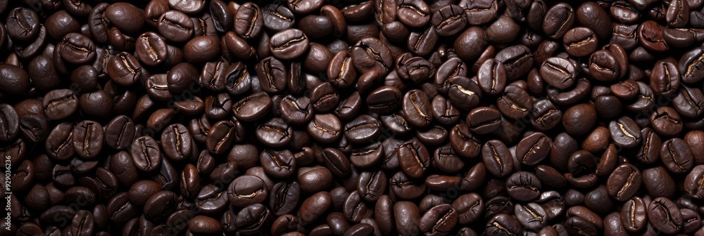 Coffee beans arranged to form a textured background, highlighting their rich color and intricate Coffee beans arranged to form a textured background, highlighting their rich color and intricate