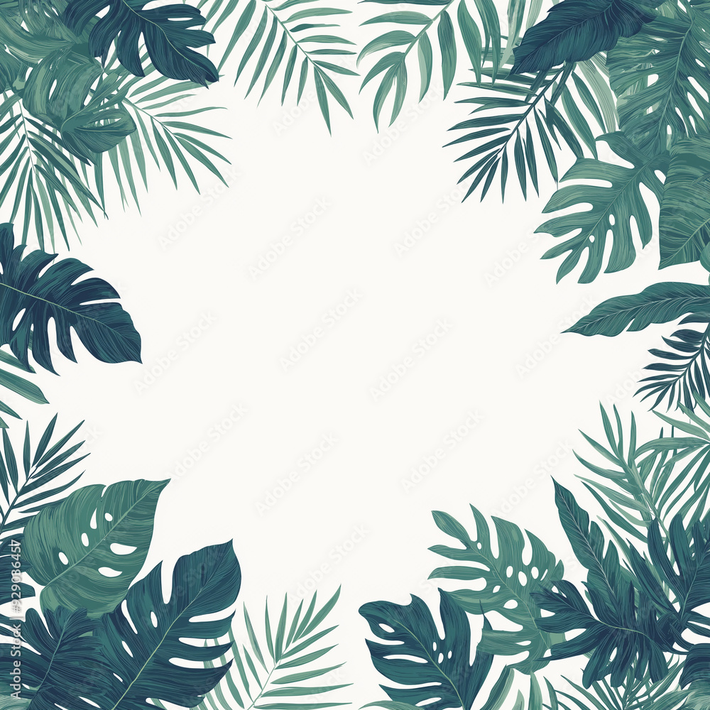 Fototapeta premium A green leafy background with a white background