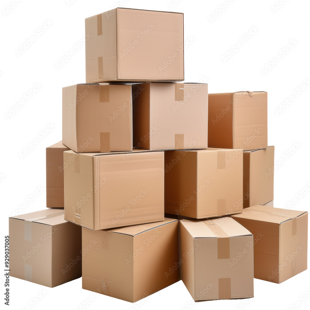 Stack of carton boxes Isolated on Transparent or White Background, PNG Stack of carton boxes Isolated on Transparent or White Background, PNG