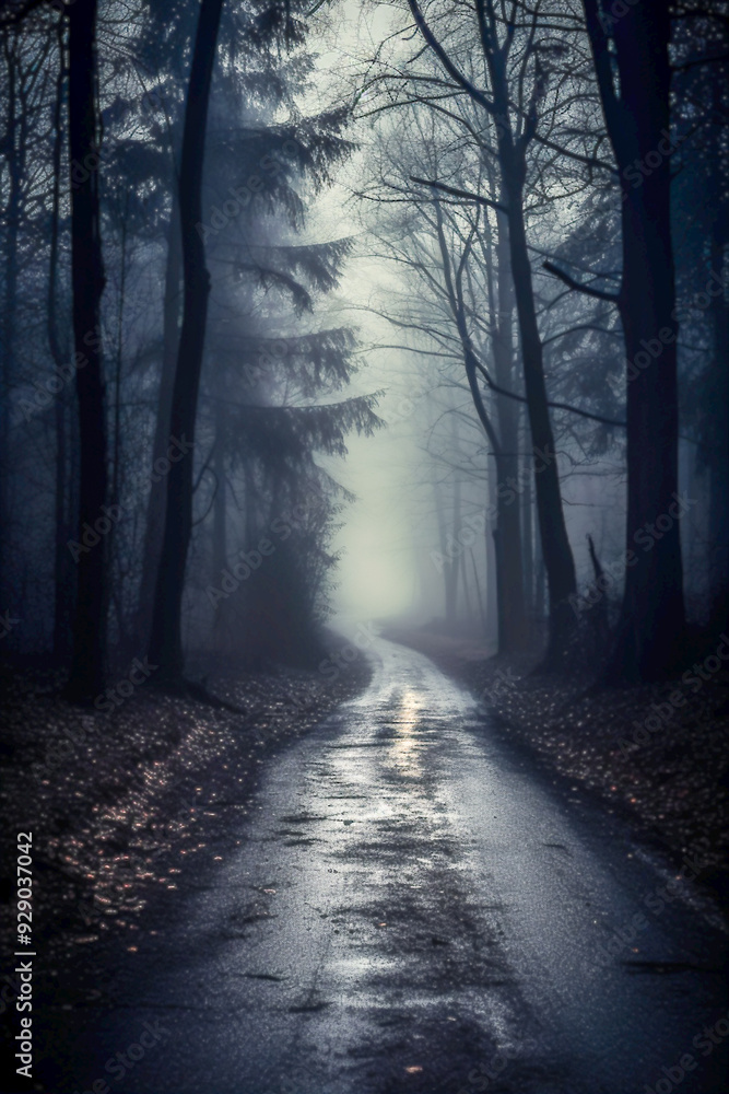Footpath in an ominous forest Footpath in an ominous forest