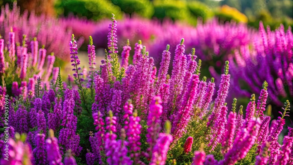 Obraz premium Vibrant purple heathers blooming amongst drought tolerant plants , purple, heathers, drought tolerant, plants