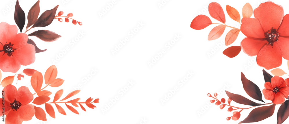 Obraz premium Red floral border with black background.