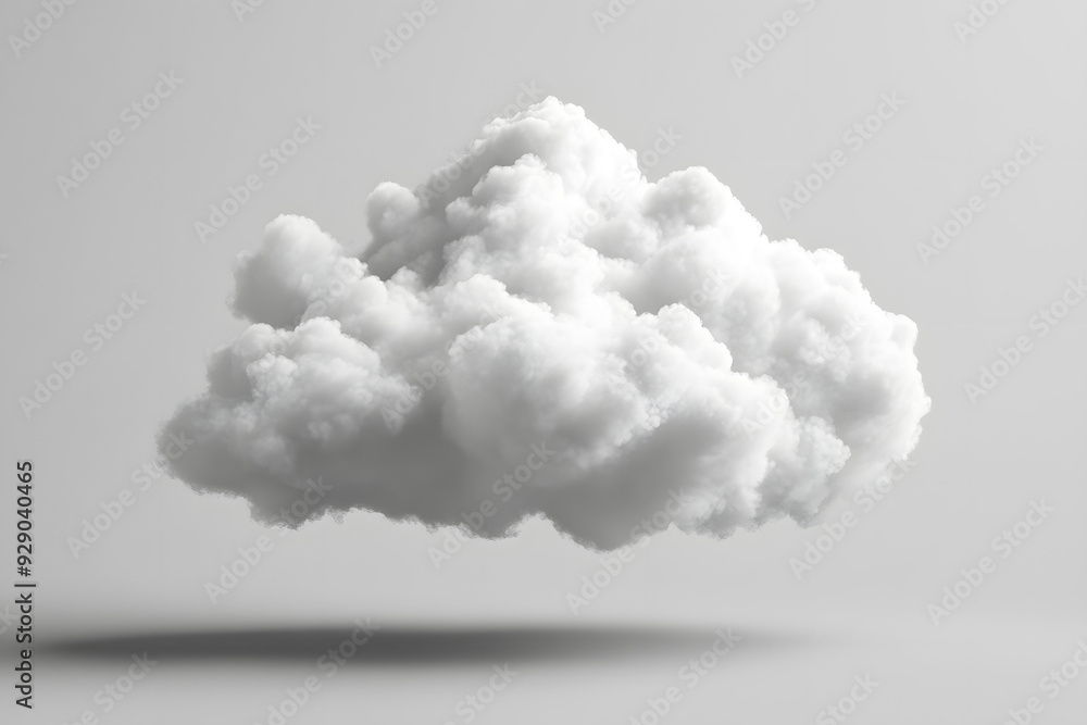 White fluffy cloud isolated on light grey background White fluffy cloud isolated on light grey background