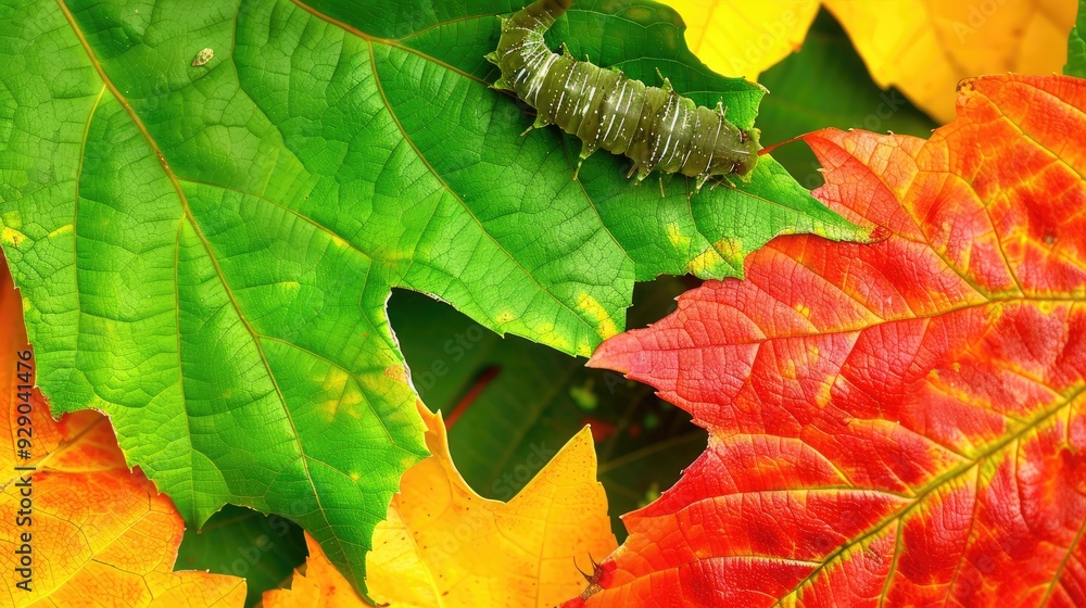 Obraz premium A close-up photo of an apple tree leaf with two leaves