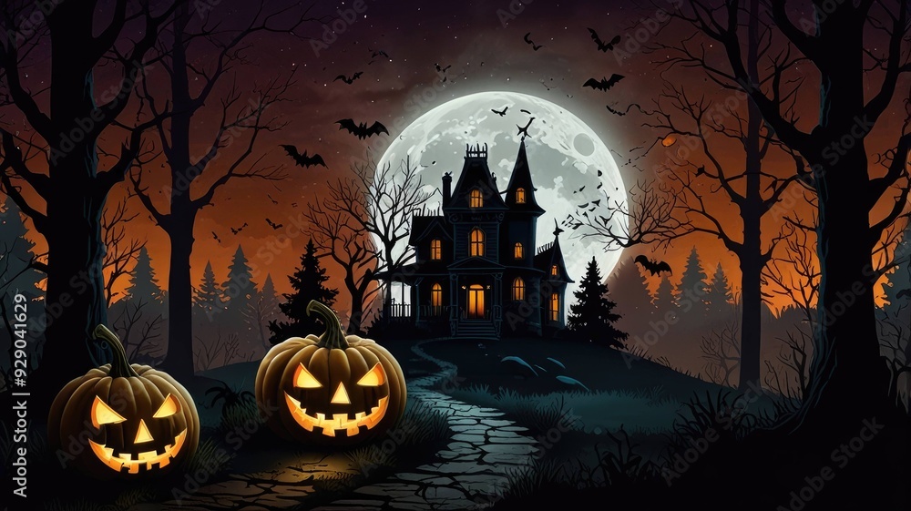 a spooky yet captivating Halloween-themed background with eerie elements a spooky yet captivating Halloween-themed background with eerie elements
