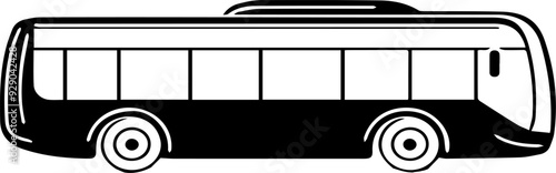 A bus is shown in a black and white drawing