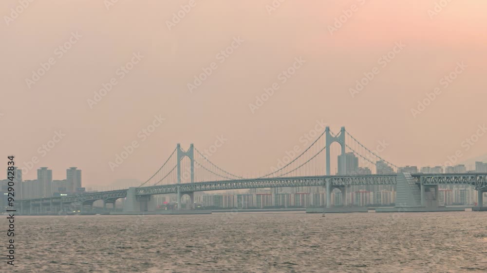 Busan South Korea time lapse day to night city skyline at Gwangan bridge Busan South Korea time lapse day to night city skyline at Gwangan bridge