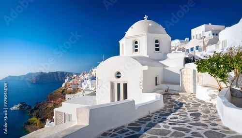 White architecture in Santorini island, Greece.