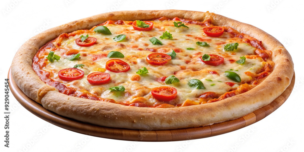 Cheesy Italian pizza isolated on transparent background Cheesy Italian pizza isolated on transparent background