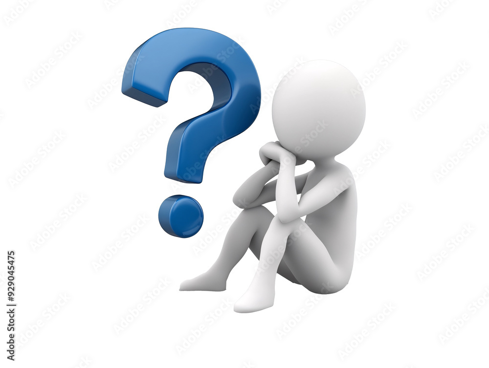 a 3d man sitting on the floor with a question mark a 3d man sitting on the floor with a question mark