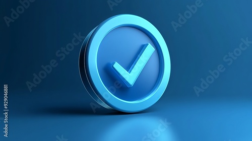 Wallpaper Mural A 3D icon of a blue checkmark verified badge symbol, isolated.  Torontodigital.ca