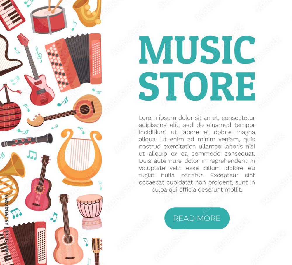 Musical Festival Banner Design with Instrument Vector Template Musical Festival Banner Design with Instrument Vector Template