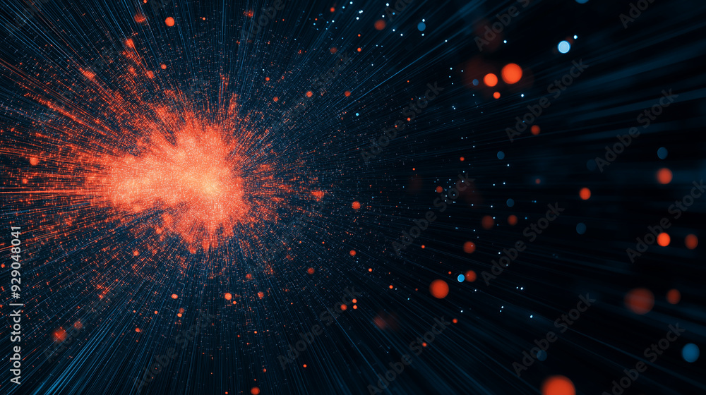 Naklejka premium A bright orange star is surrounded by a dark blue background