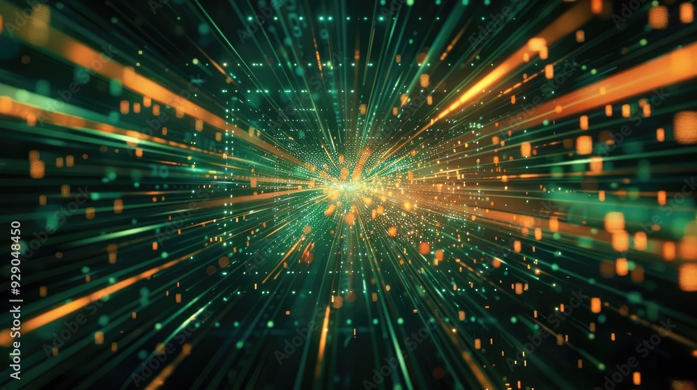 Fototapeta premium Abstract Digital Art with Glowing Lines and Particles