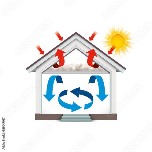 A house with eco friendly cellulose insulation. Cool house in summer and warm house in winter. Protection of the internal temperature of the house.