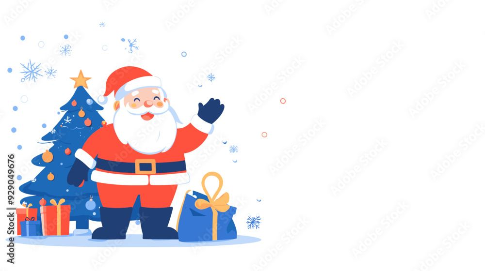 vector santa claus near christmas tree with gifts on white background . Generative AI vector santa claus near christmas tree with gifts on white background . Generative AI