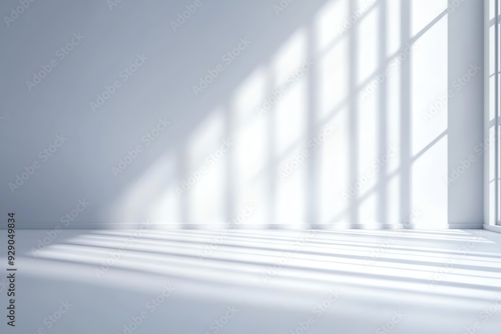 A minimalist interior scene with soft light and shadows creating a serene atmosphere on a white background. A minimalist interior scene with soft light and shadows creating a serene atmosphere on a white background.