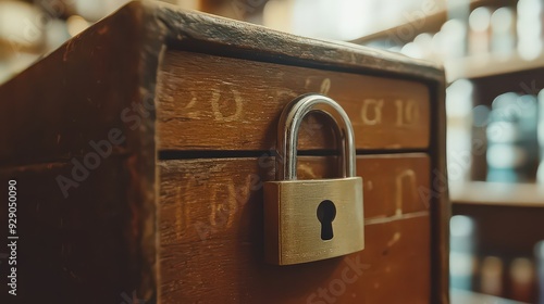  close-up of a padlock securing a box of prescription medication, highlighting the importance of preventing unauthorized access. photo