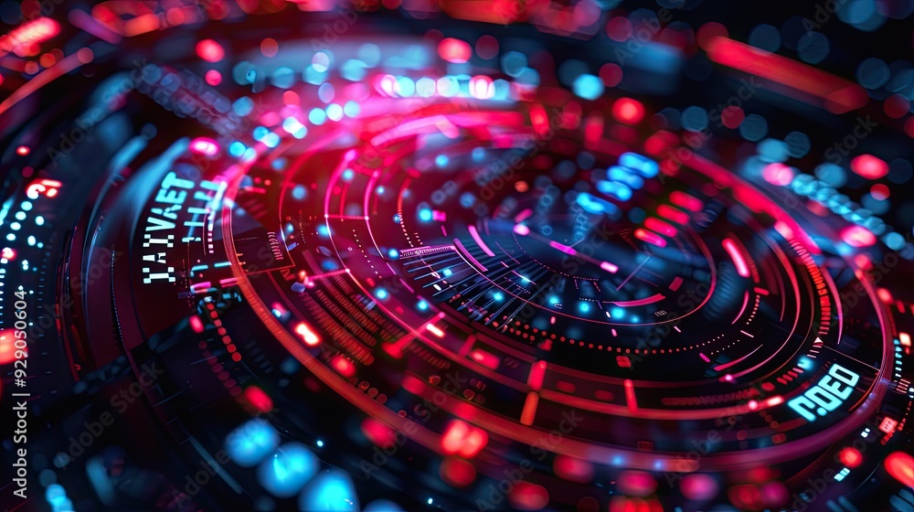Abstract Digital Interface with Red and Blue Lights Abstract Digital Interface with Red and Blue Lights