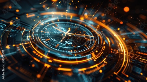 Wallpaper Mural Futuristic Clock: Time and Technology Torontodigital.ca