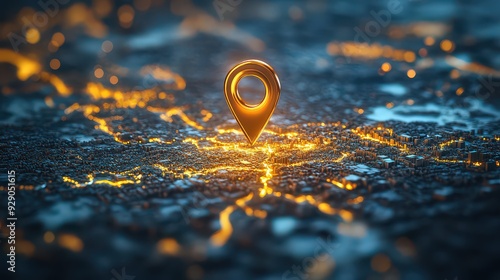 Wallpaper Mural glowing location pin on a digital map, highlighting a specific area with bright, illuminated lines. Torontodigital.ca