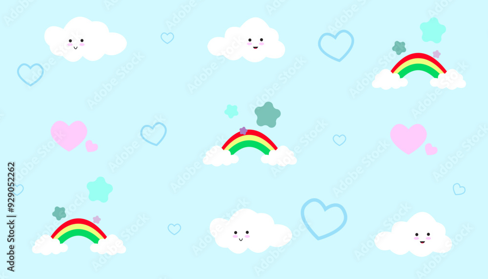 cute background of cute clouds and rainbow cute background of cute clouds and rainbow