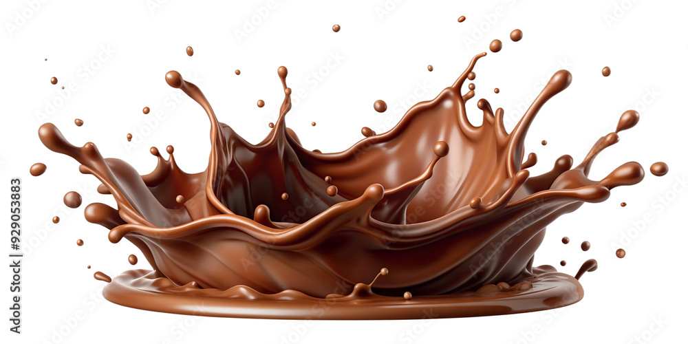 Melting chocolate burst explosion splash isolated on transparent background Melting chocolate burst explosion splash isolated on transparent background