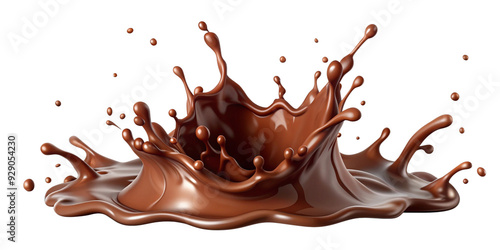 Melting chocolate burst explosion splash isolated on transparent background