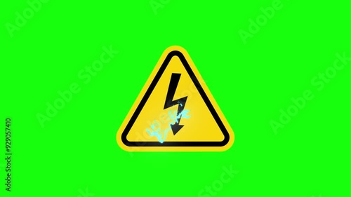 ISO Triangle Warning Sign: ISO W012 - Electrical Shock Electrocution Symbol 4K Animation Sign photo