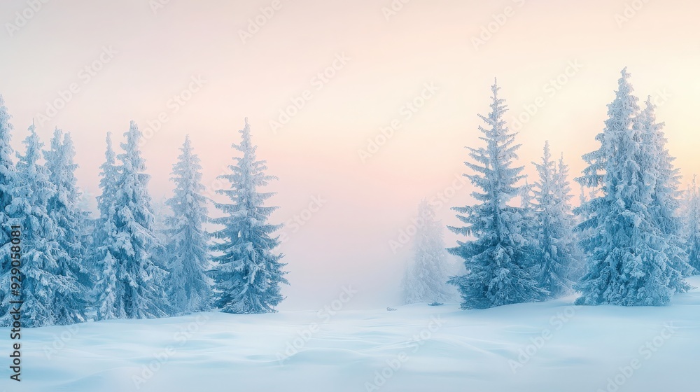 Tranquil Snow-Covered Forest at Dusk Tranquil Snow-Covered Forest at Dusk