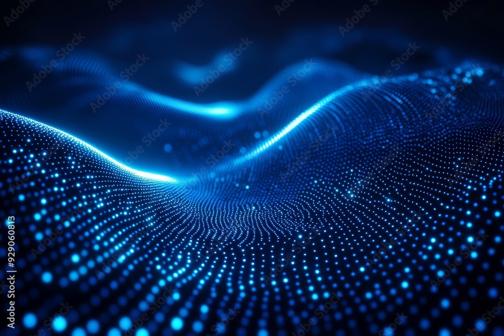 Blue abstract technology data wavy lines in holographic style. background for banner design Blue abstract technology data wavy lines in holographic style. background for banner design