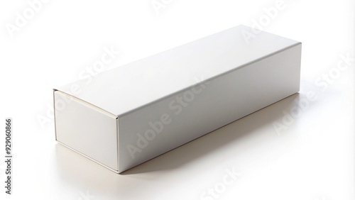 Obraz na płótnie Rectangular long box packaging mockup with a lift-top lid, positioned at an angle, against a clean white background, ready for product branding and design. w salonie