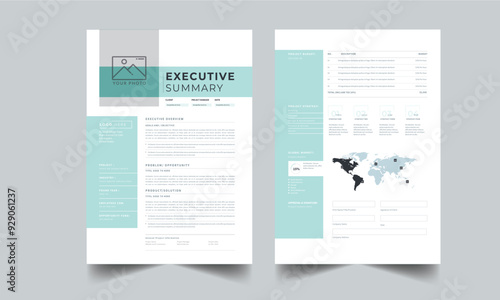 Executive Summary Design layout Template With 2 page concept Accents