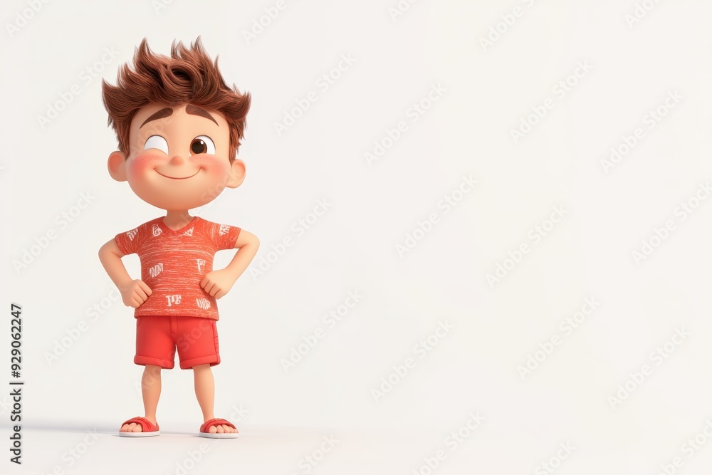 Cheerful 3D Cartoon Character Striking Confident Pose with Wink on White Background Cheerful 3D Cartoon Character Striking Confident Pose with Wink on White Background