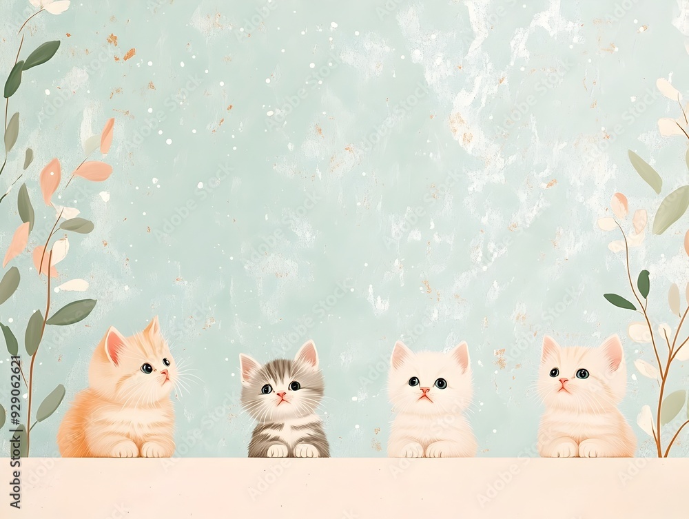 Naklejka premium Playful Kittens in Soft,Dreamy Photographic Style