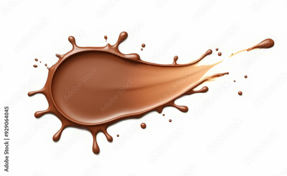 chocolate blob with splashes on a white background isolated