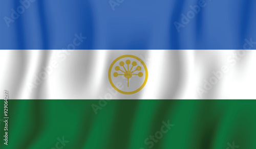 Realistic Republic of Bashkortostan national flag perfect color, scale, and proportion.