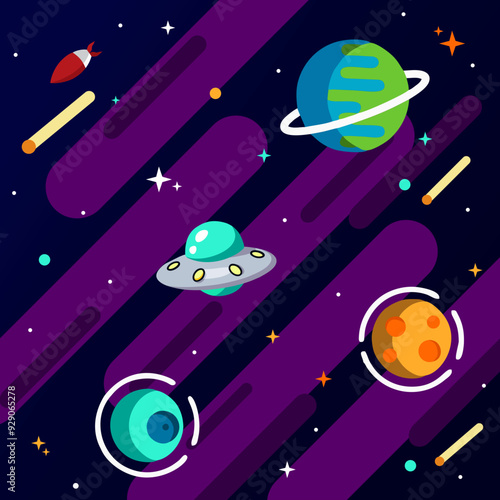 Exploring Space with Planets and UFO