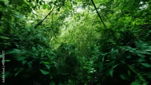 Exploring vibrant green jungle trails in the Amazon rainforest during midday