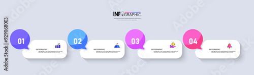 Four steps business infographics template vector.	
