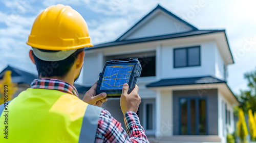 Thermal Imaging Camera in Use by Home Inspector Revealing Hidden Wall Issues, Color-Coded Heat Map of Potential Concerns.