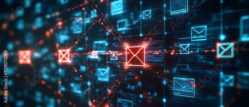 Cybersecurity Threat Concept Malicious Software Spreading via Infected Email, Impact of Malware on Networked Computers